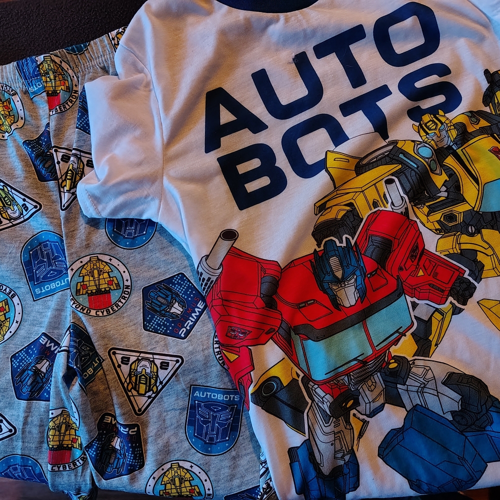 SOLD - Disney Autobots Kids Pajama Set - White, Red, Blue, Yellow